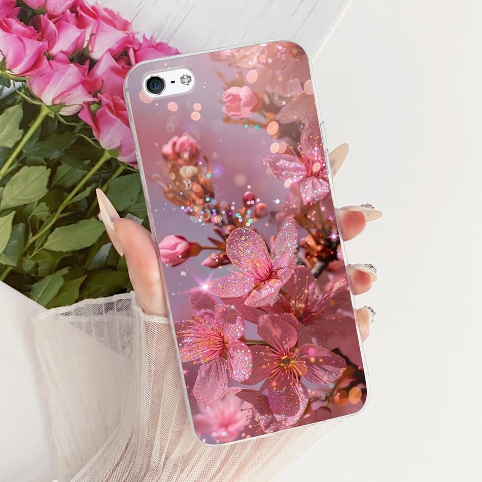 For iPhone 5 5s SE (2016) 4 4s Cute Flower Butterfly Cat Painted Case For iPhone5 iPhone4 Soft Silicone TPU Phone Cases