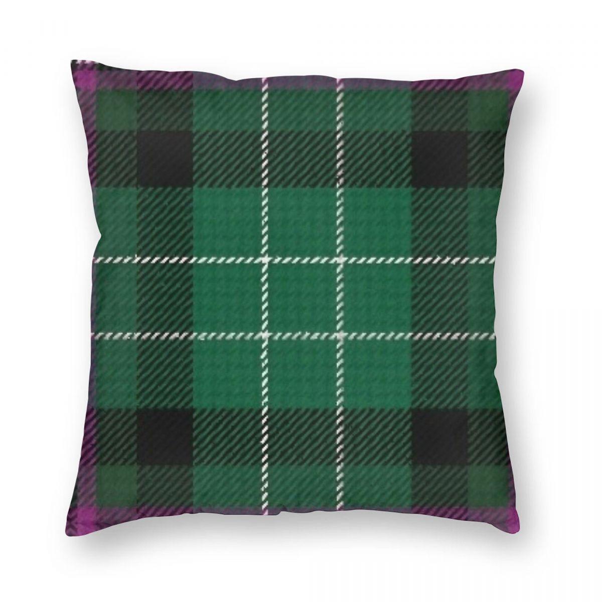 Hibernian Tartan Pillowcase Polyester Linen Velvet Printed Zip Decorative Pillow Case Home Cushion Cover 30x30cm