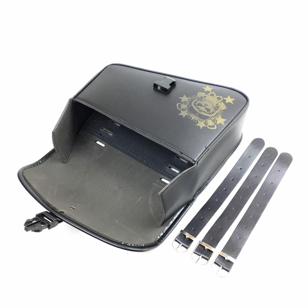 Black Skull Motorcycle Alforjes Laterais Bolsa de Ferramentas PU Couro Bagagem Alforje Bolsa