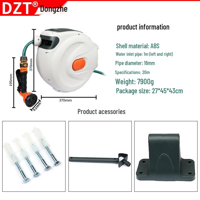 Courtyard Automatic Retractable Hose Reel & Collector for Car Washing and Gardening