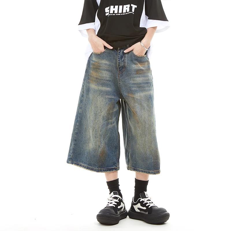 

2025 Korean Style Women s High-Quality Wide-Leg Cropped Denim Pants - Trendy Summer Casual Capris 3XL