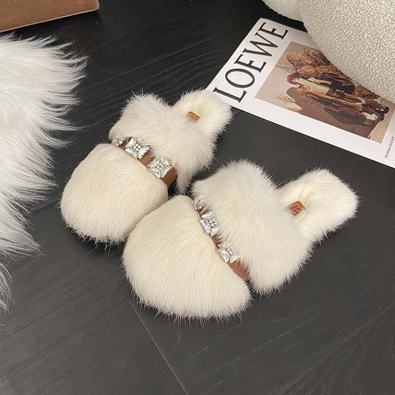 

Пушистые тапочки на толстой подошве для женской уличной обуви 2025 весна и осень новинка маффин с перекрещенными ремешками на толстой подошве с увеличением высоты мягкая подошва 40 бежевый