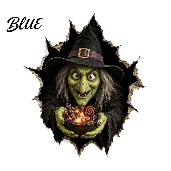 Decorative Decals for Dormitory Halloween Break-in 3D Wall Decals Illusion Effect Spooky Breaking Through Stickers Party Sticker Horror Ghost Witch
