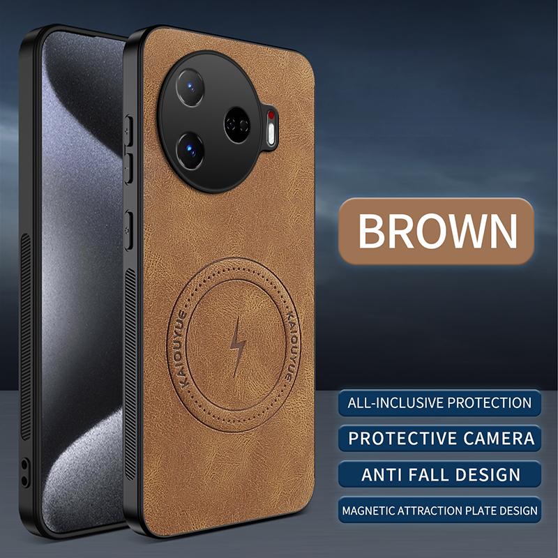 Etui do Tecno Camon 30 Pro/Tecno Camon 30 4G 5G Proste Stylowe Magnetyczne Przyssawki Luksusowa Skóra PU Przyjazna dla Skóry Odporne na Upadki Pokrowiec