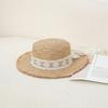 Lace Flower Straw Hat Solid Fringe Extended Brim Beach Straw Hat Breathable Material Elegant Style Sun Protection Hat