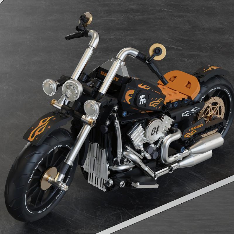 Tuomu Hanlei Retro Motorcycle Assembly Building Block For Creative Building Enthusiasts