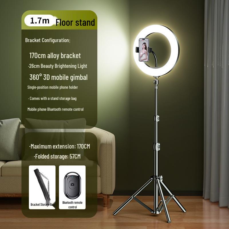 2024 Mobile Phone Live Streaming Stand with Fill Light for Douyin & Selfie Beauty - Complete Desktop Shooting Support Set
