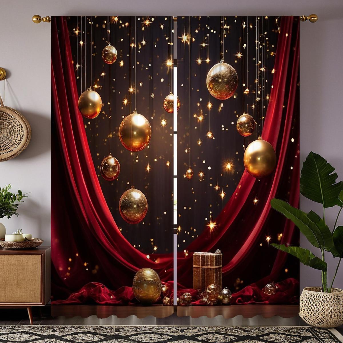 

2-х компонентный HD цифровой красный галстук подвесной шар световой занавес украшение дома стиль украшение гостиная спальня через штангу занавес e W52H63inchW132H160cm