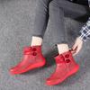 European and American Short Sleeved Women's Shoes 2024 New Design Sense Sports Sloping Heel Lace Up Women's Short Boots Trafza