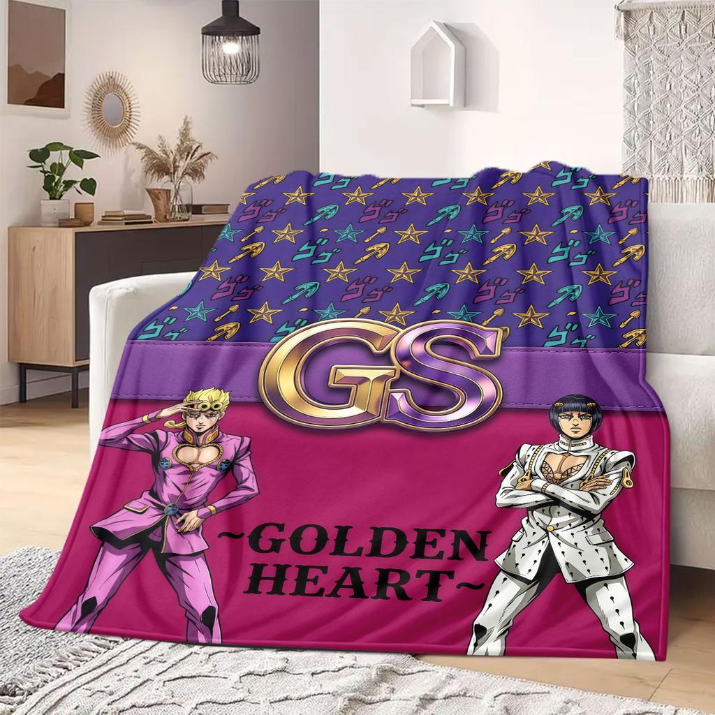 JoJo's Bizarre Adventure Flanelldecke mit Aufdruck, Cartoon-Figuren für das Sofa, Bequeme Schlafzimmerdecke, Reisedecke_LIAN