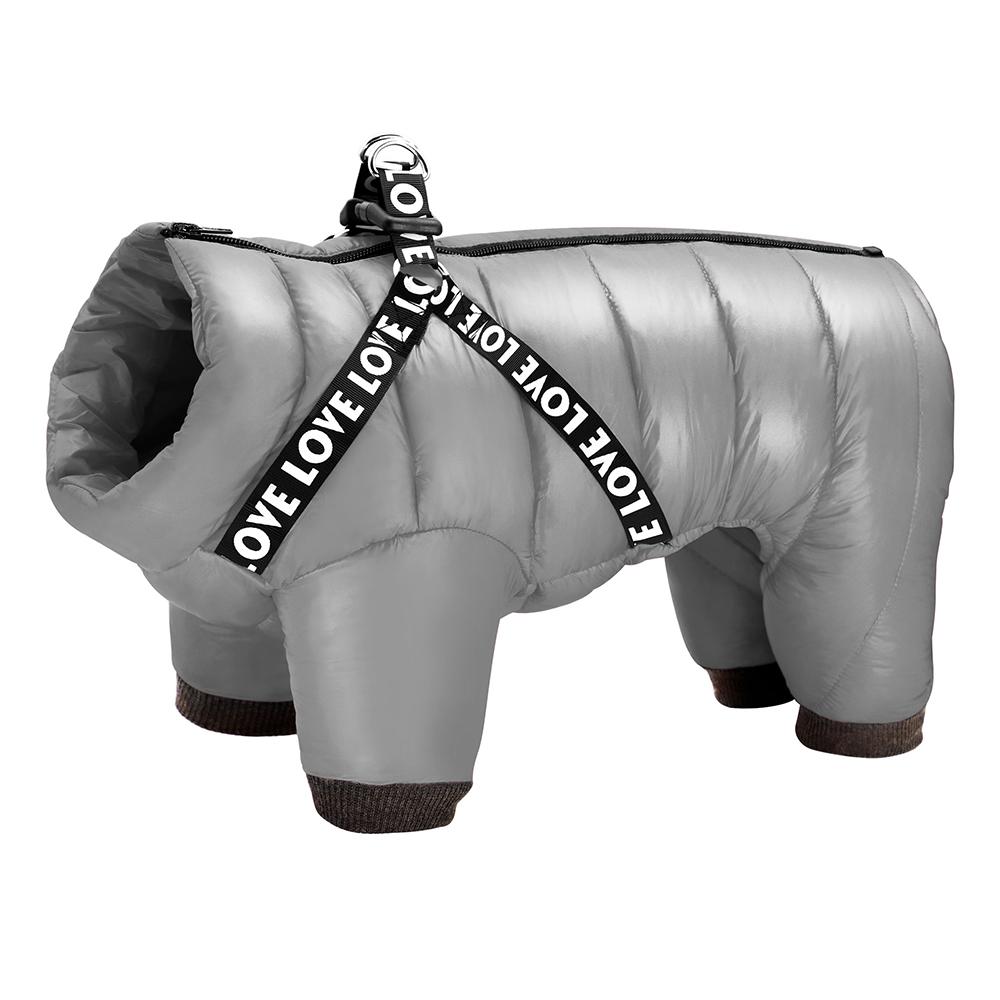 

Супер теплая одежда для собак, зимняя куртка для собак, пальто со шлейкой, водонепроницаемая одежда для щенков, толстовки с капюшоном для маленьких и средних собак, наряд 22 светло-серый