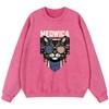 Cat Wearing American Glasses Women'S Vintage Washed Cotton Sweatshirt Thin style Simple Oversize Hoodie Street Casual