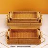 Woven Rattan Snack & Fruit Basket Tray for Living Room or Picnic Display