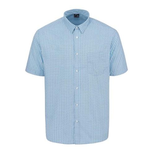 Camisa Popeline de Tecido Xadrez Masculina de Manga Curta