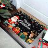Merry Christmas Santa Reindeer Welcome Doormat,Flannel Anti-Slip Washable Fade-Resistant Rug for Indoor Outdoor Multi-Room Decor