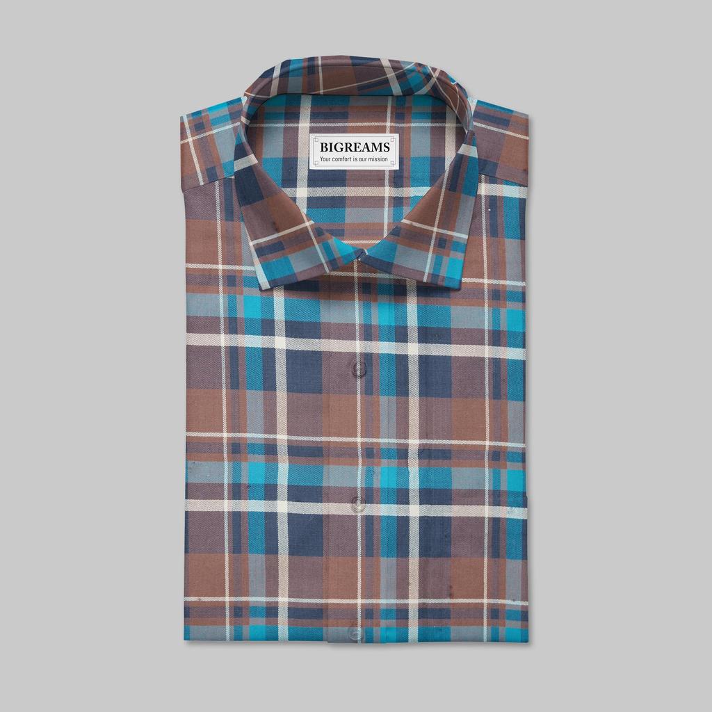 Brązowa Premium Kraciasta Tkanina Koszulowa