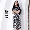 Fashionable Splicing Summer Printed Medium Length Skirt with Stylish Appearance and Slimming Women's Dress