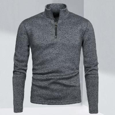 Men Sweatshirt Solid Color High Collar Long Sleeves Zipper Thicken Slim Fit Anti-pilling Thick Soft Autumn Tops for Home