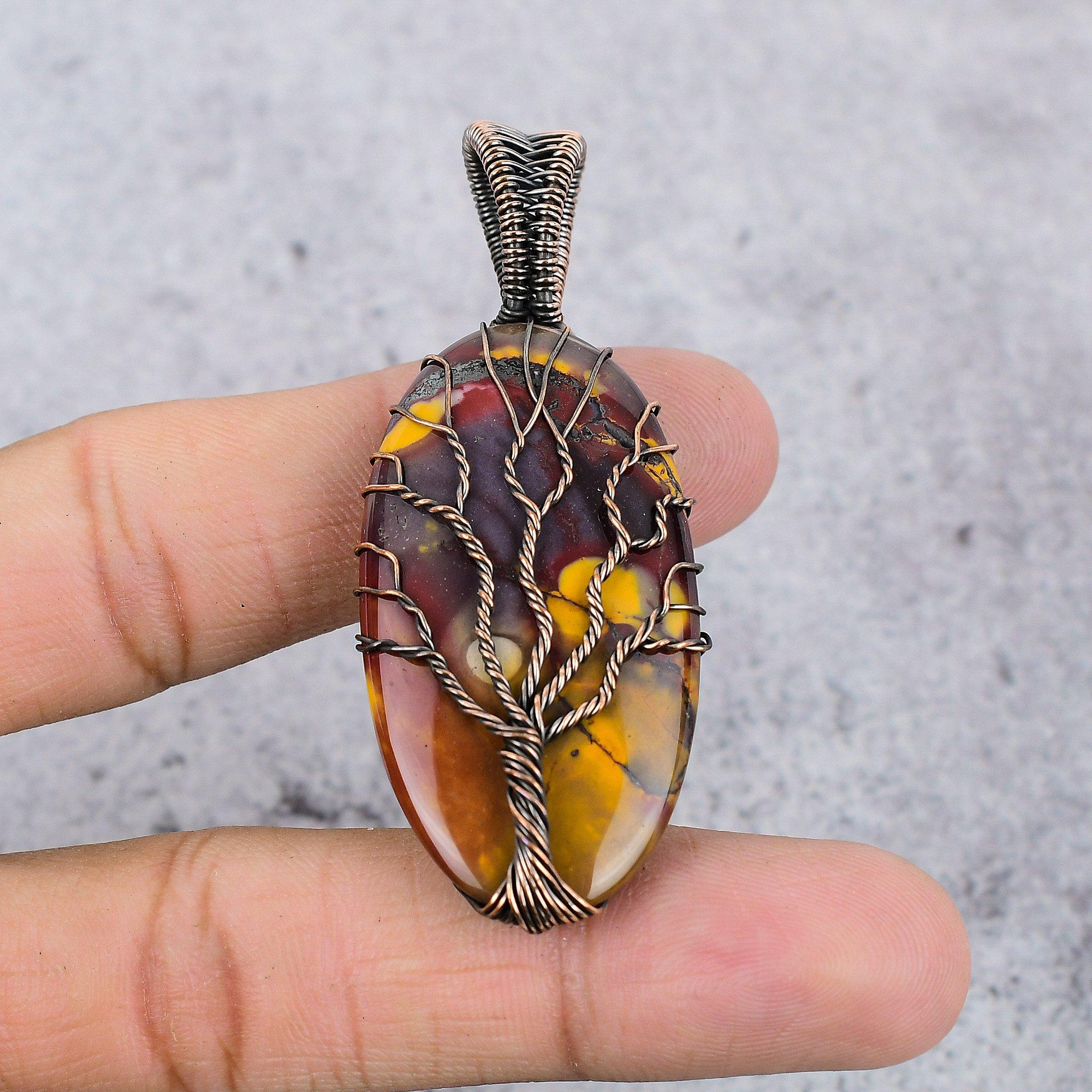 

Tree Of Life Mookaite Pendant, 999 Copper Wire Wrapped Gemstone Jewelry, Handmade Pendant, For Thanksgiving 2.55 Inches