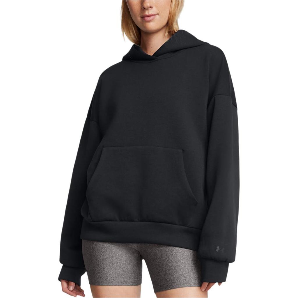 Under Armour Unstoppable Fleece Moisture Wicking Solid Color Pullover Hoodie Women Hoodies Black 1387884-001