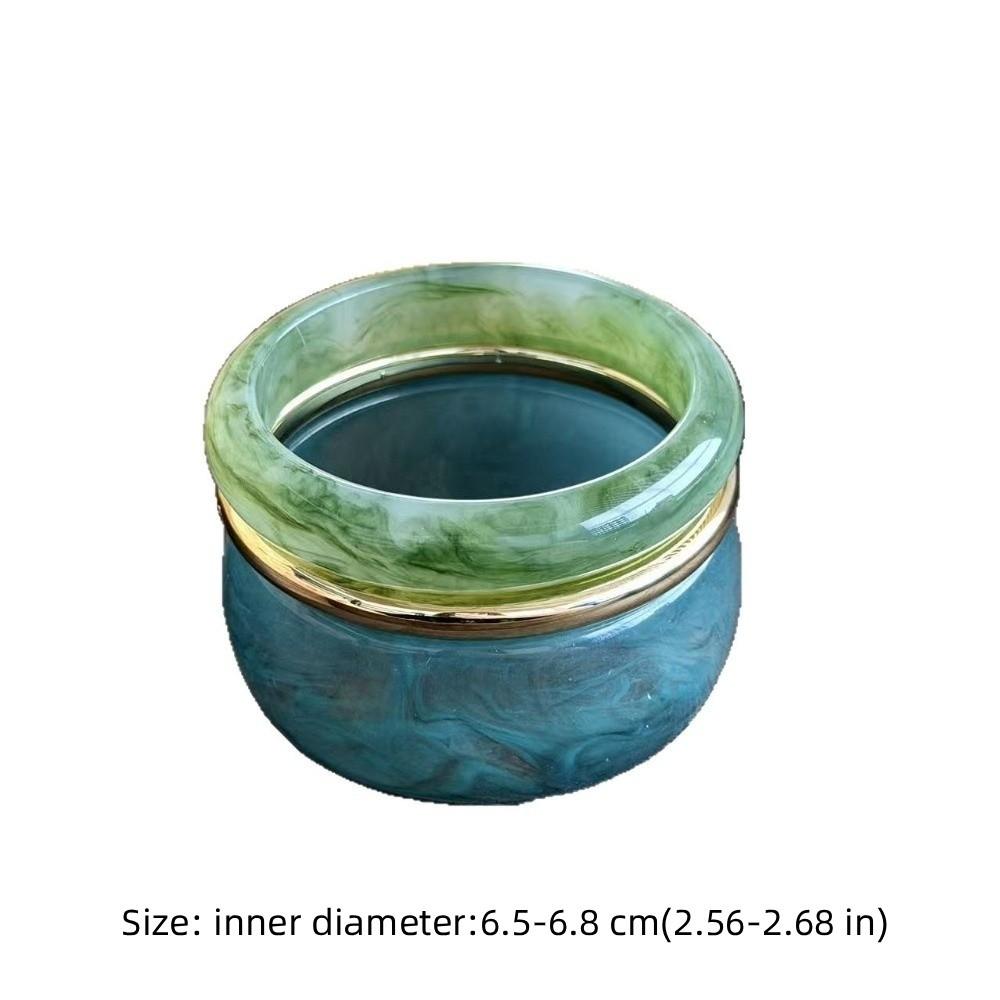 3Pcs Smudged Round Bracelet Wide Design Geometric Bangles New Resin Alloy Bangles Set Jewelry