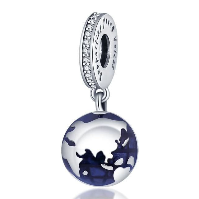 Travel Charms For Jewelry Making 925 Sterling Silver Passport Plane Spain Brazil National Flag Pendant