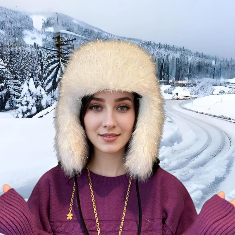 New winter silver silk plush hat thickened thermal hat cold-proof fluffy hat autumn and winter imitation fox hair showing small face hat