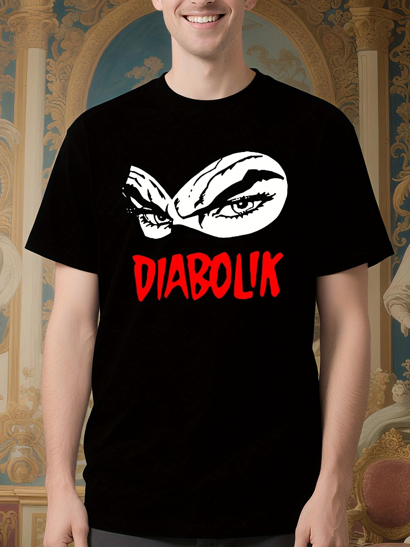 DIABOLIK Graphic Tshirt - Black with Red Eyes and Bold Te... M