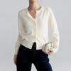 Spring and Autumn Fashion Temperament Versatile Thin Bottom Top Women's Design Sense Simple Casual Solid Color Crew Neck Knitted Cardigan