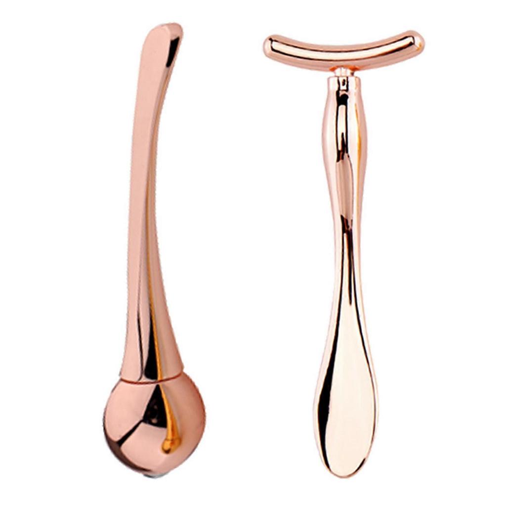 2Pcs Eye Massagers Improve Contours Safe Zinc Alloy T-shaped Facial Rollers for Gift QinHai