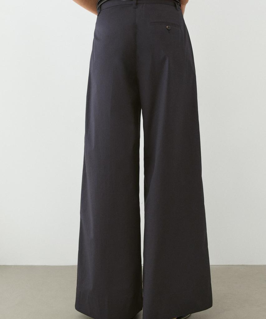Masimodutti Cotton Blend Pleated Wide Pants