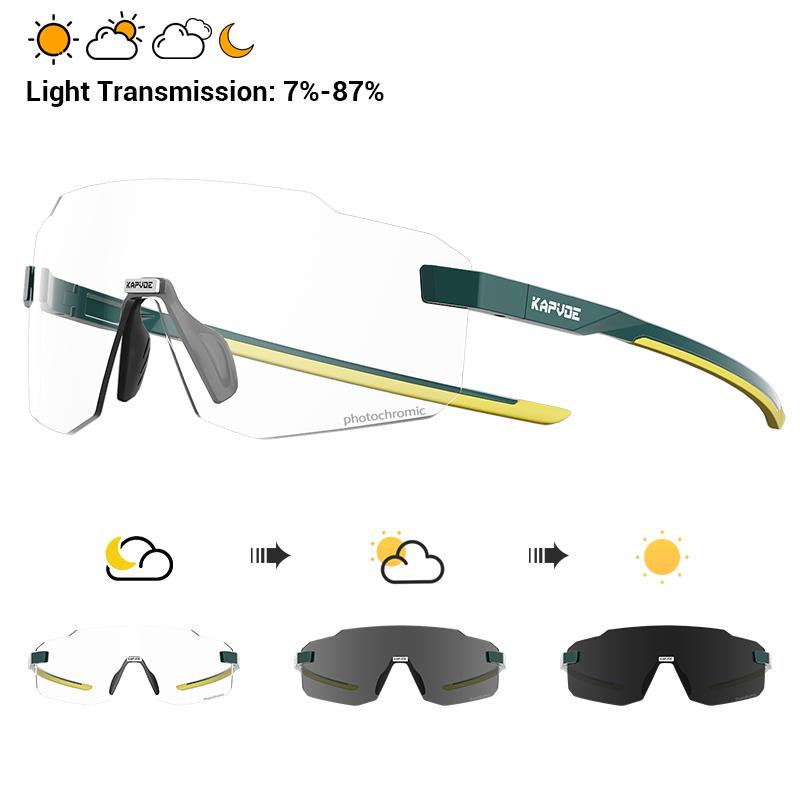 KAPVOE Photochromic Cycling Glasses Outdoor Bicycle Sunglasses Sports Eyewear Men MTB Cycling Sunglasses Women Road Bike Glasses