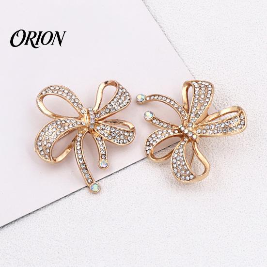 Metal Badge Pin Sparkling Rhinstone Bow Brooch, Retro Alloy Lapel Pin, Gift for Women Jewelry Accessories Suit Dress Coat Scarf Durable Brooch