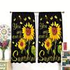 Set Of 2 Golden Butterfly Sunflowered Pattern Printed Curtains Window Decorations Home Room Curtain Polyester