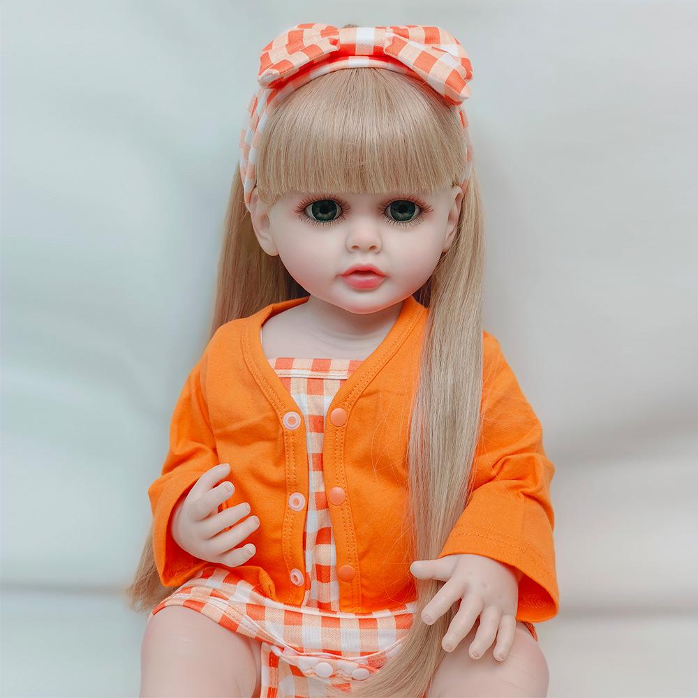 

Имитация детской мягкой резиновой игрушки куклы, летняя новая маленькая кукла Daisy Rebirth, может войти в воду, чтобы сопровождать куклу 53cm оранжевый