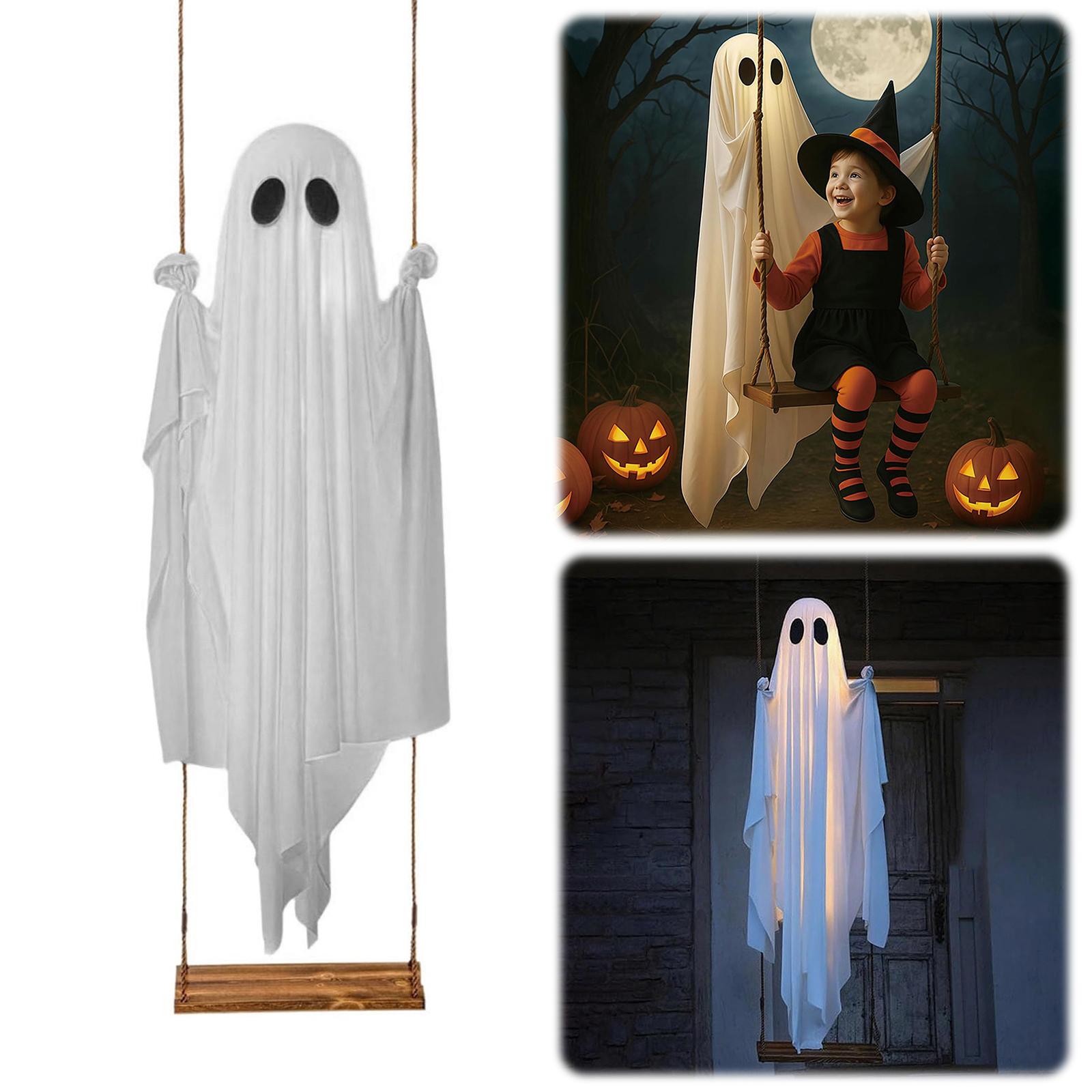 

Halloween Hanging Swing Ghost Decor Thicken Spooky Ghost Ornament Battery Powered Cute White Ghost Swing for Porch Yard Trees China Mainland