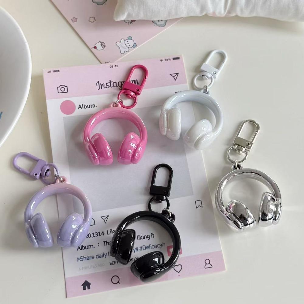 5Pcs Funny Headset Shape Keychain Colorful Car Key Ring Mini Earphone Shape Pendant  Bag Decoration