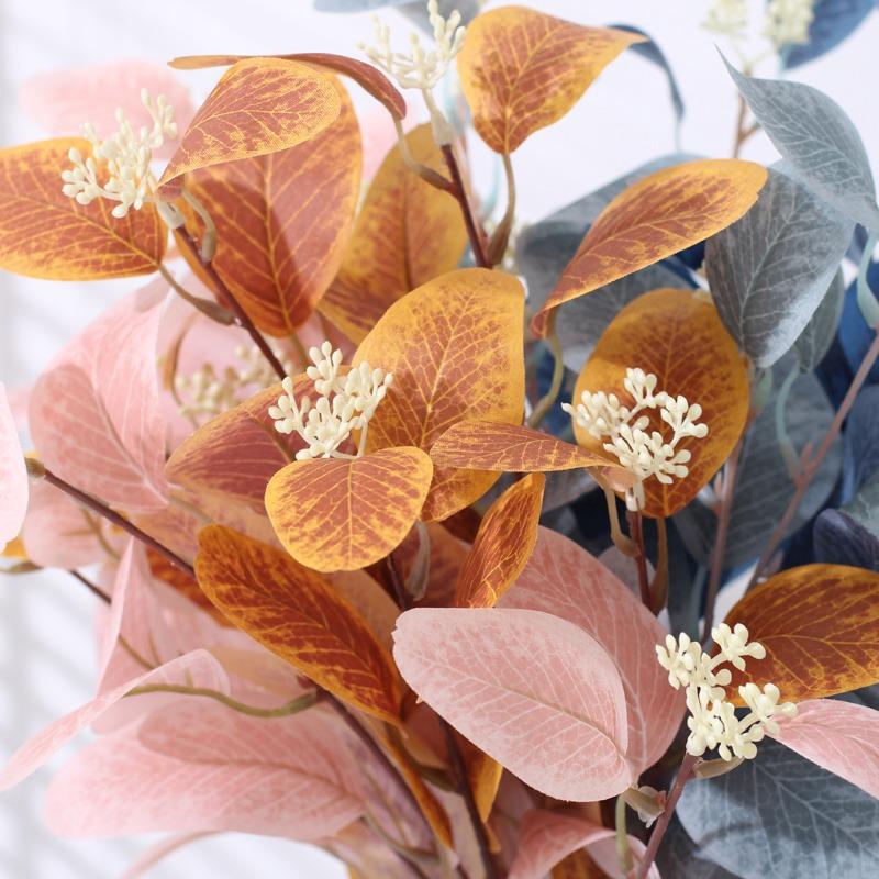 1Pcs Eucalyptus Leaves Artificial Flowers Bouquet Fake Flowers for Home Decor Garden Wedding Decoration Outdoor Vase Ornament
