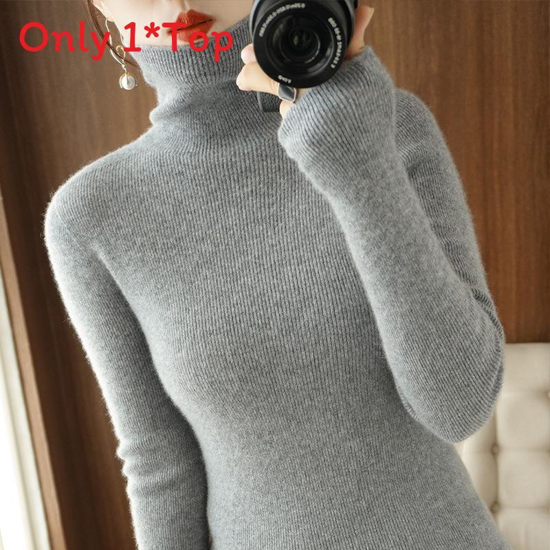 Korean Style Turtleneck Knit Sweater For Women With Ribbed Design For Casual Wear