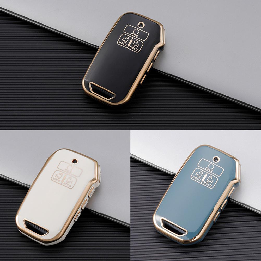 7 Button TPU Car Remote Key Case Cover Shell For Kia K5 K3 K4 Carnival 2021 2024 Sedona 7 Gold Edge Key Shell Keychain Keyring