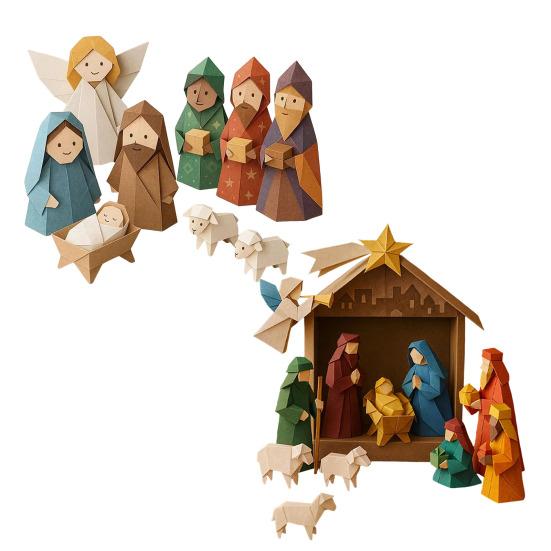 DIY Paper Nativity Scene 3D Origami Paper Craft Kit Christmas Nativity DIY Kit