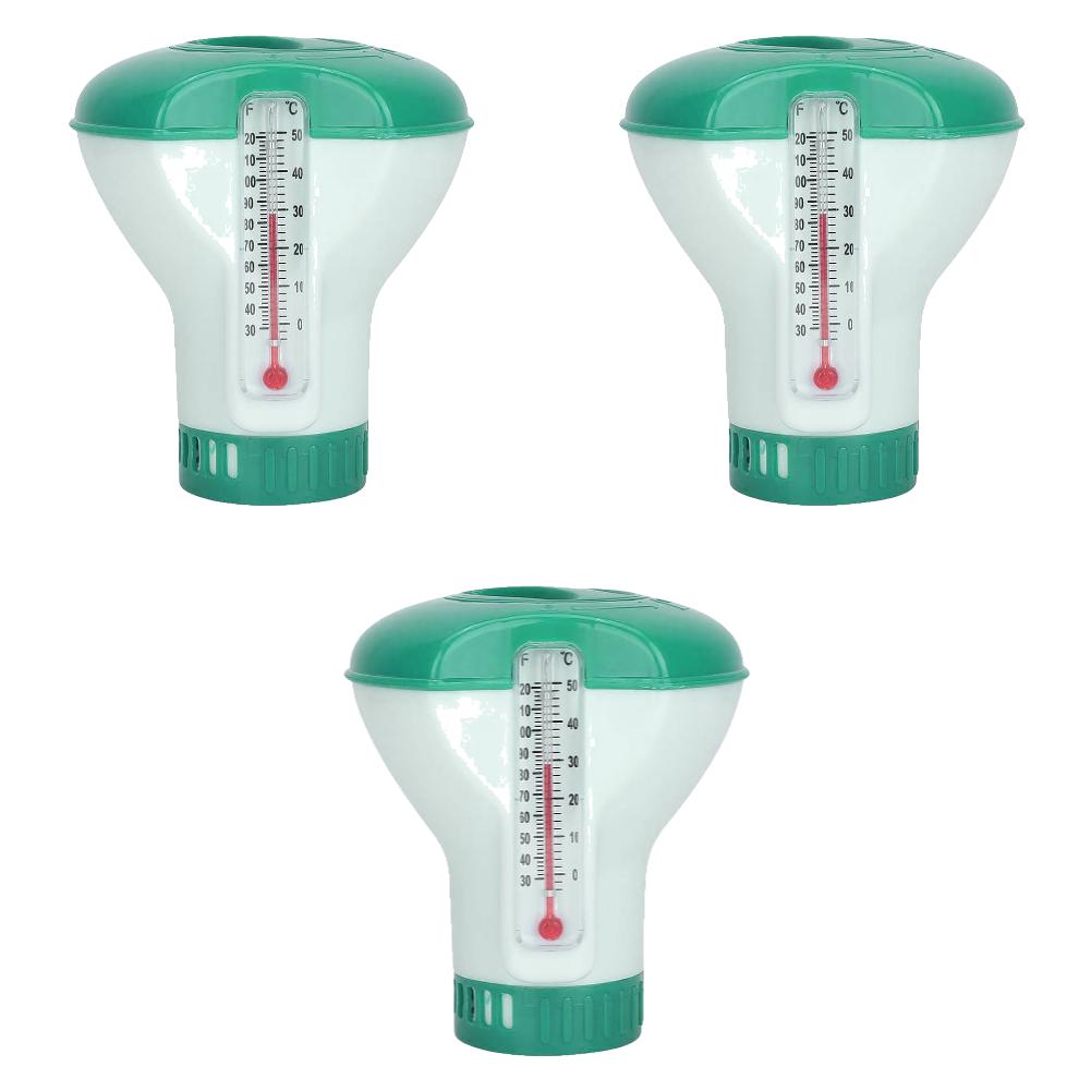 Floating Chlorine Dispenser Water Disinfection Purifier with Thermometer Adjustable Chemical Delivery Tablets Cleaner for Pool