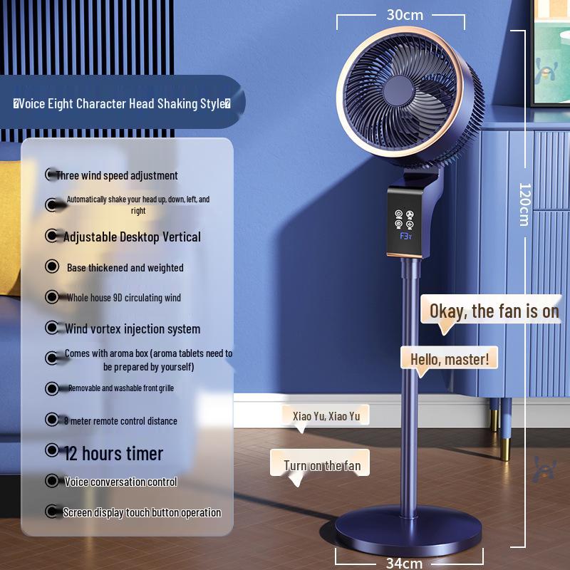 Leiser, oszillierender Stand- und Tischventilator mit Sprachfernbedienung