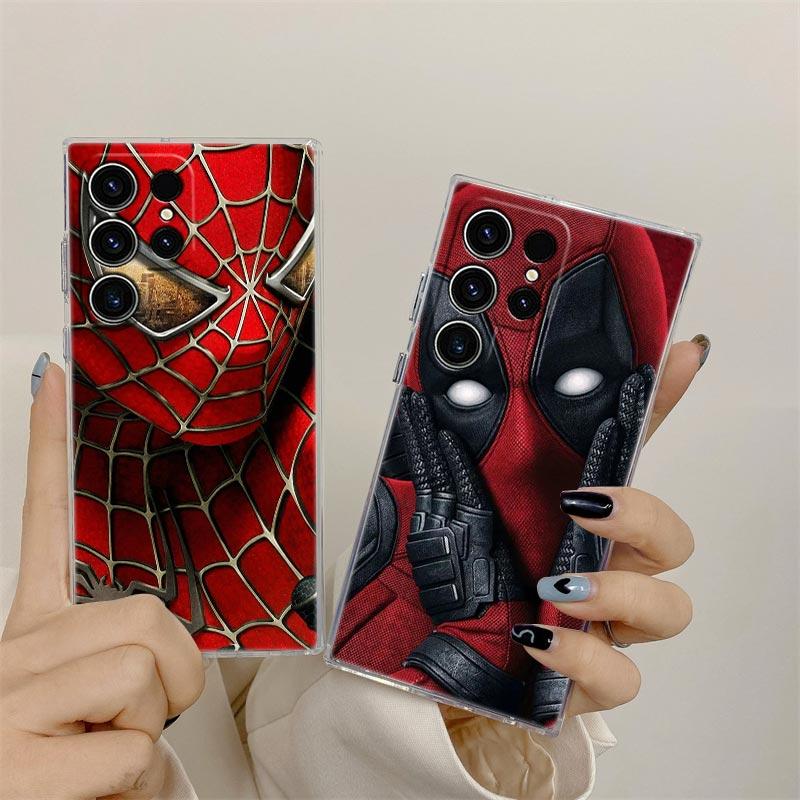 Marvel Spiderman Deadpool Venom Transparent Case For Samsung Galaxy S26 S25 Ultra S24 S22 S26 Plus S20 S23 S21 FE 5G Clear Cover