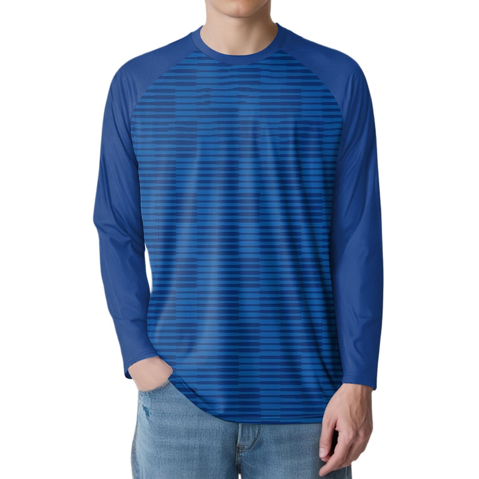 

Мужская мода принтованный реглан длинный рукав спортивный топ XXXL синий