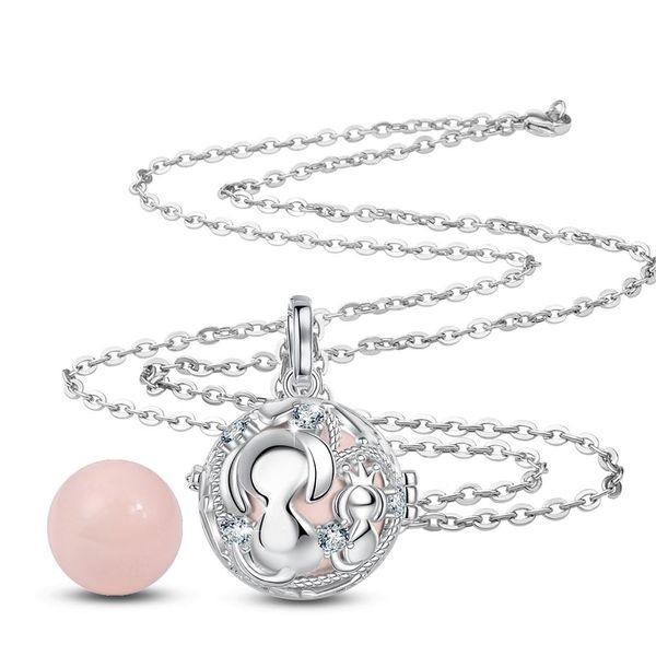 Mother Child Pregnancy Bola Encrusted Crystals and Pink Chime