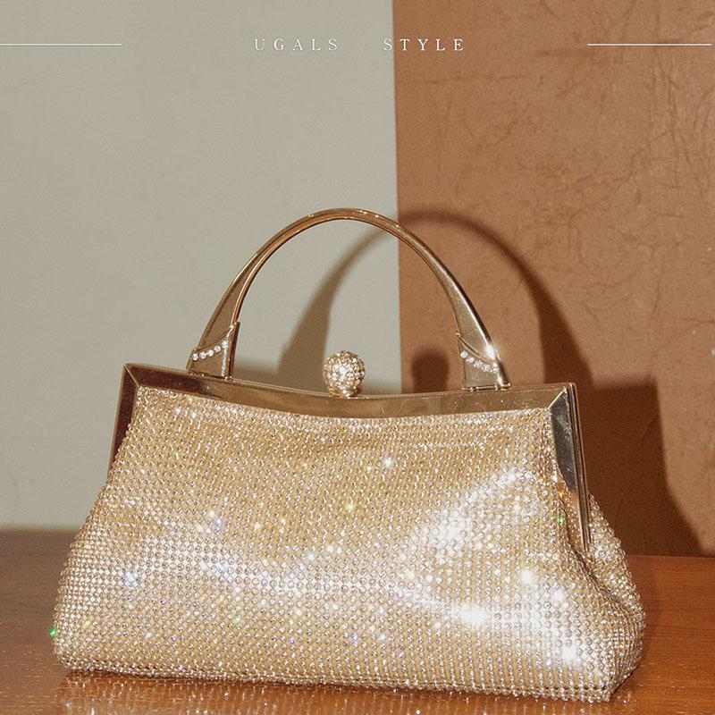 2026 Dinner bag handmade rhinestone button evening bag clutch bag banquet bag diamond dinner bag