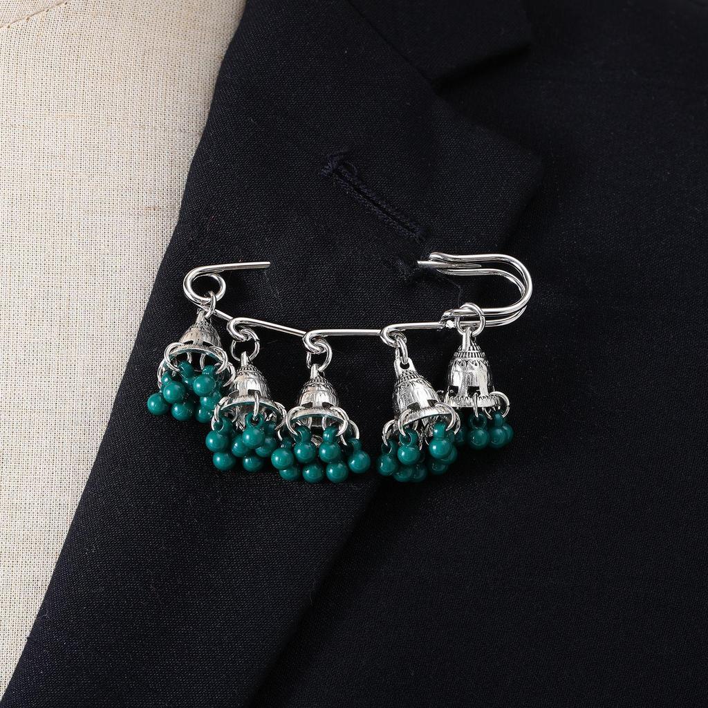 Bohemian Rhinestone Flower Tassel Brooch for Women - Exotic Style Suit Coat Pin