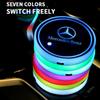 BAH1 1/2PCS Colorful Universal LED Car Cup Holder RGB Light Mat Pad for Mercedes Benz W211 W204 W210 W203 CLA GLA Auto Accessories