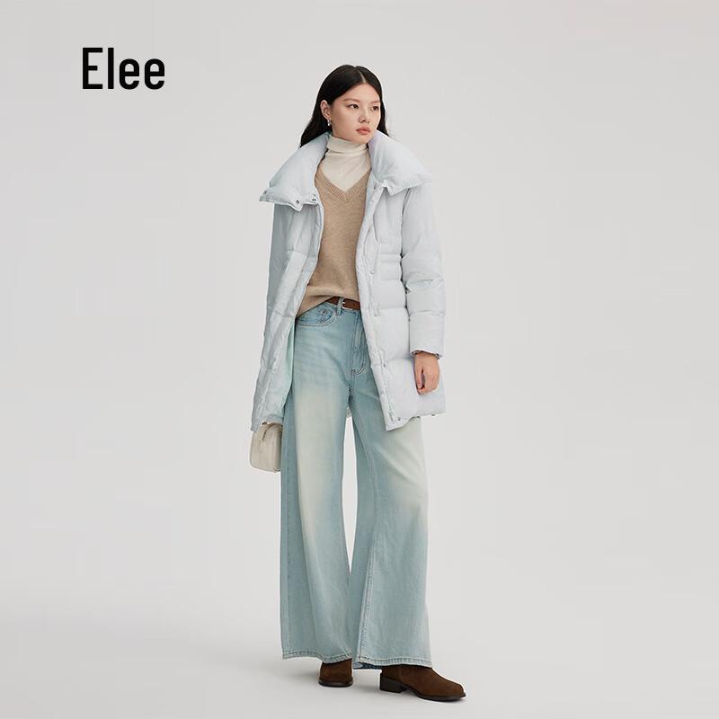 Aileiyi Women's Mid-Length Puffy Waist-Cinching Down Jacket